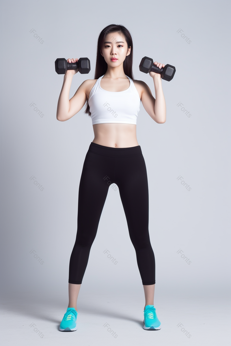 年轻女性举着哑铃健身运动,高清,摄影图,摄影图片,图片大全,摄影图免费下载
